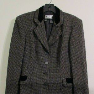 DKNY DONNA KARAN BLACK WHITE SUIT JACKET BLAZER 6